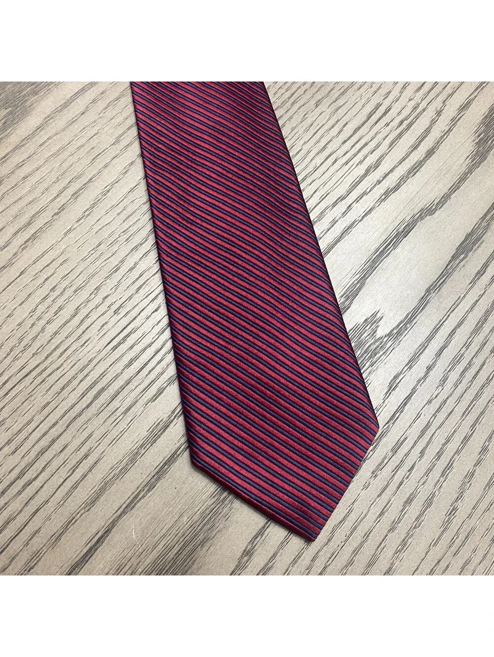 Brooks Brothers Makers Necktie Red Blue Repp Stripe Pure Silk Tie USA England